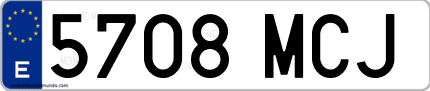 Ejemplo de matrícula de coche ordinaria 5708 MCJ