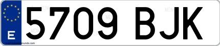 Ejemplo de matrícula española 5709 BJK