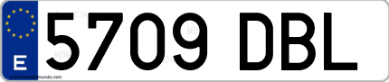 Ejemplo de matrícula de coche ordinaria 5709 DBL