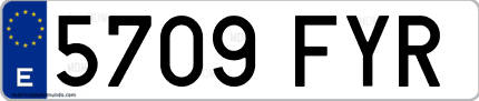 Ejemplo de matrícula de coche ordinaria 5709 FYR