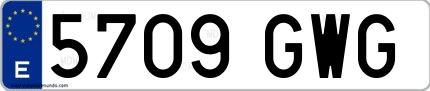 Ejemplo de matrícula española 5709 GWG