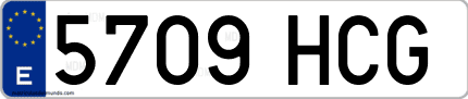 Ejemplo de matrícula de coche ordinaria 5709 HCG