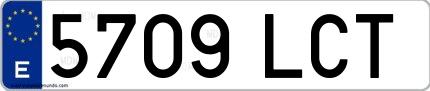 Ejemplo de matrícula española 5709 LCT