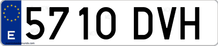 Ejemplo de matrícula de coche ordinaria 5710 DVH