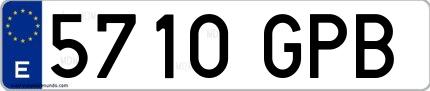 Ejemplo de matrícula española 5710 GPB