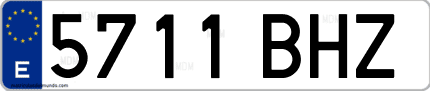 Ejemplo de matrícula de coche ordinaria 5711 BHZ
