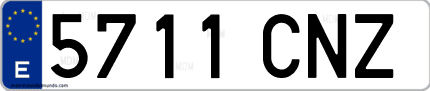 Ejemplo de matrícula de coche ordinaria 5711 CNZ