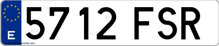 Ejemplo de matrícula de coche ordinaria 5712 FSR