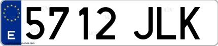 Ejemplo de matrícula española 5712 JLK