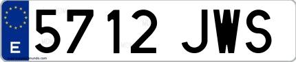 Ejemplo de matrícula española 5712 JWS