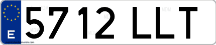 Ejemplo de matrícula de coche ordinaria 5712 LLT