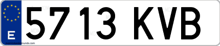 Ejemplo de matrícula de coche ordinaria 5713 KVB