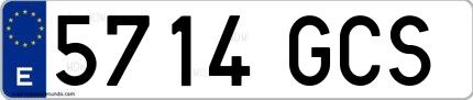 Ejemplo de matrícula española 5714 GCS