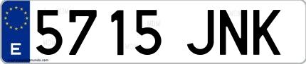 Ejemplo de matrícula española 5715 JNK
