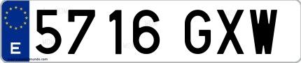 Ejemplo de matrícula española 5716 GXW