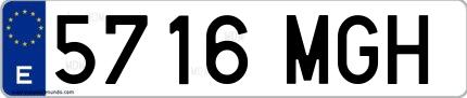 Ejemplo de matrícula española 5716 MGH
