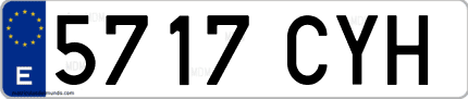 Ejemplo de matrícula de coche ordinaria 5717 CYH