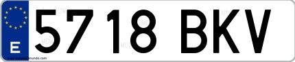 Ejemplo de matrícula española 5718 BKV