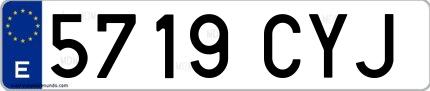 Ejemplo de matrícula española 5719 CYJ