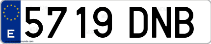 Ejemplo de matrícula de coche ordinaria 5719 DNB