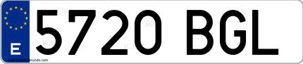 Ejemplo de matrícula española 5720 BGL