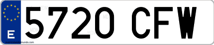 Ejemplo de matrícula de coche ordinaria 5720 CFW