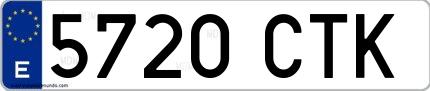 Ejemplo de matrícula española 5720 CTK