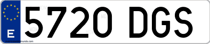 Ejemplo de matrícula de coche ordinaria 5720 DGS