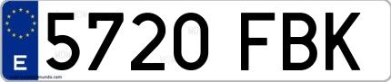 Ejemplo de matrícula española 5720 FBK