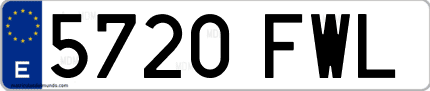 Ejemplo de matrícula de coche ordinaria 5720 FWL