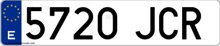 Ejemplo de matrícula española 5720 JCR