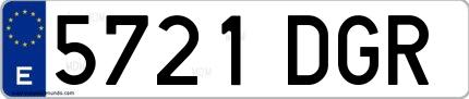 Ejemplo de matrícula española 5721 DGR