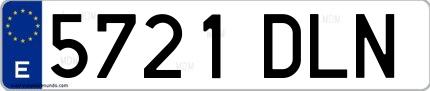 Ejemplo de matrícula española 5721 DLN