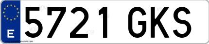 Ejemplo de matrícula española 5721 GKS