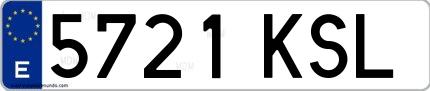 Ejemplo de matrícula española 5721 KSL