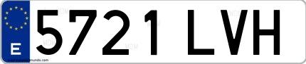 Ejemplo de matrícula española 5721 LVH