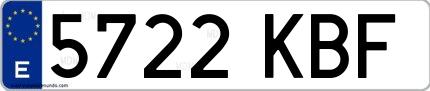 Ejemplo de matrícula española 5722 KBF