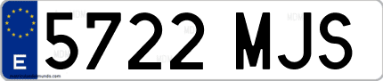 Ejemplo de matrícula de coche ordinaria 5722 MJS