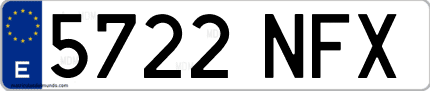 Ejemplo de matrícula de coche ordinaria 5722 NFX
