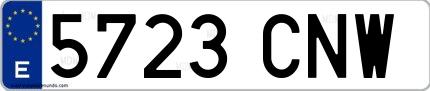 Ejemplo de matrícula española 5723 CNW