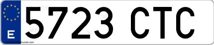 Ejemplo de matrícula de coche ordinaria 5723 CTC