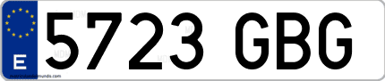 Ejemplo de matrícula de coche ordinaria 5723 GBG