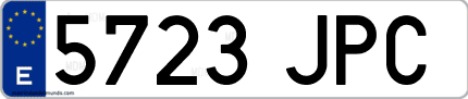 Ejemplo de matrícula de coche ordinaria 5723 JPC
