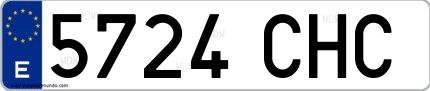 Ejemplo de matrícula española 5724 CHC