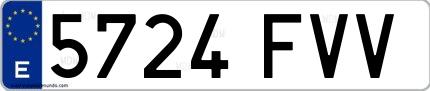Ejemplo de matrícula española 5724 FVV