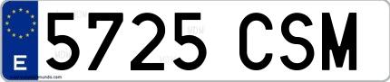Ejemplo de matrícula española 5725 CSM