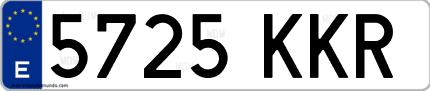 Ejemplo de matrícula de coche ordinaria 5725 KKR