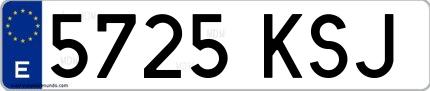 Ejemplo de matrícula española 5725 KSJ