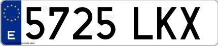 Ejemplo de matrícula española 5725 LKX