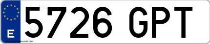 Ejemplo de matrícula española 5726 GPT